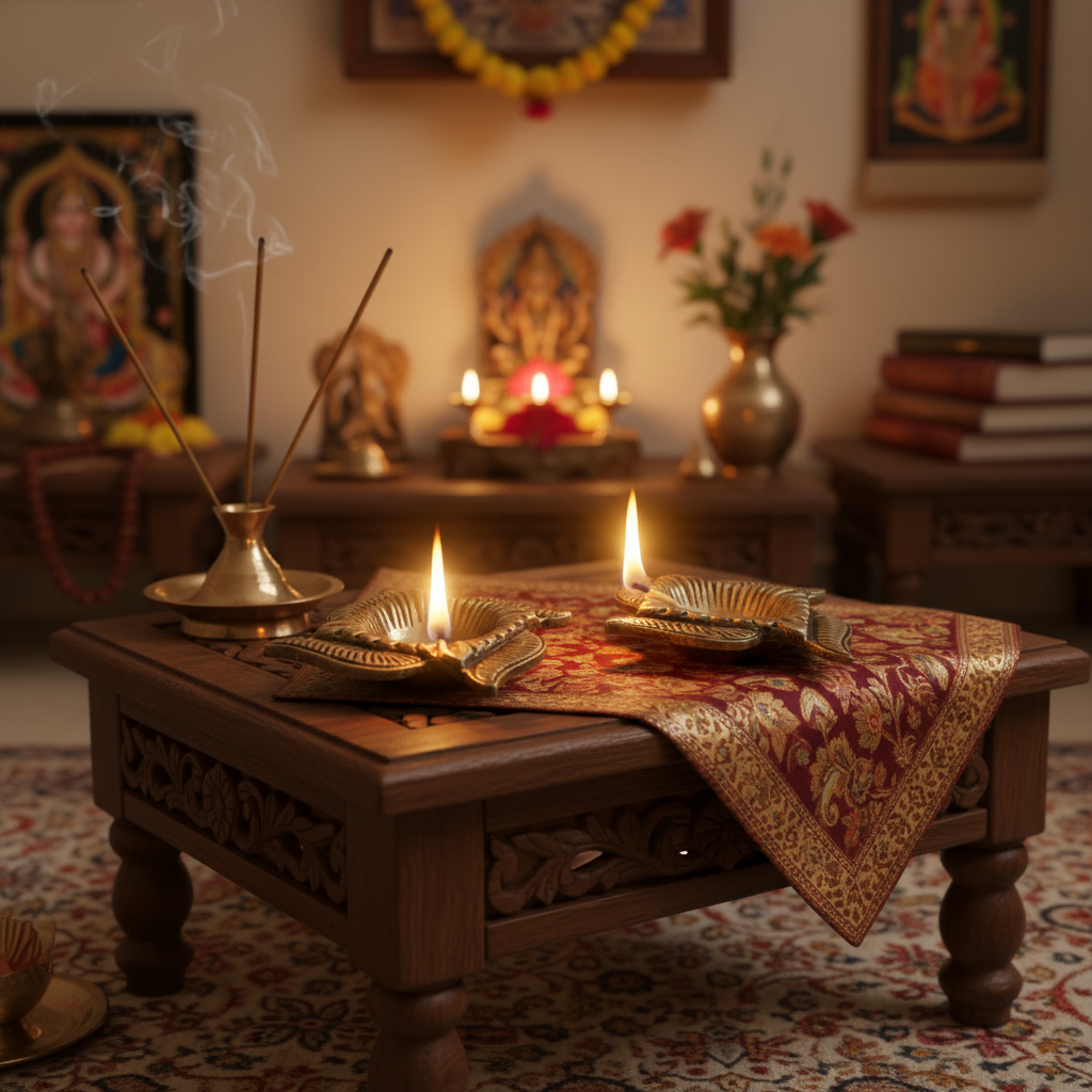 Pair of Auspicious Brass Swastik Diyas (Oil Lamps)