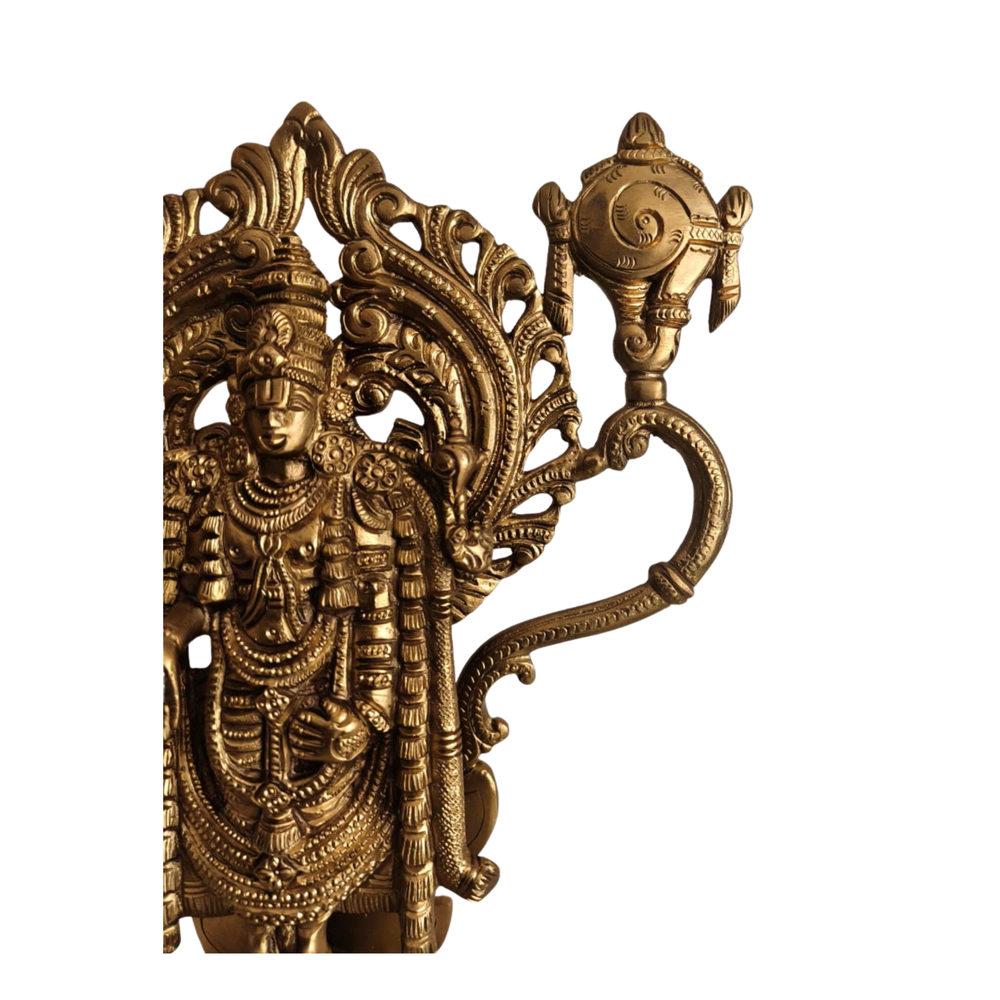 Handcrafted Brass Lord Venkateswara Idol | Traditional Balaji Statue with Shankh & Chakra   Brass Artwork