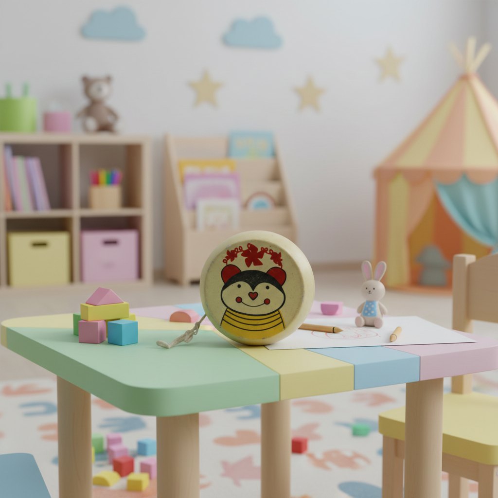 Handmade wooden spinner toy for early play