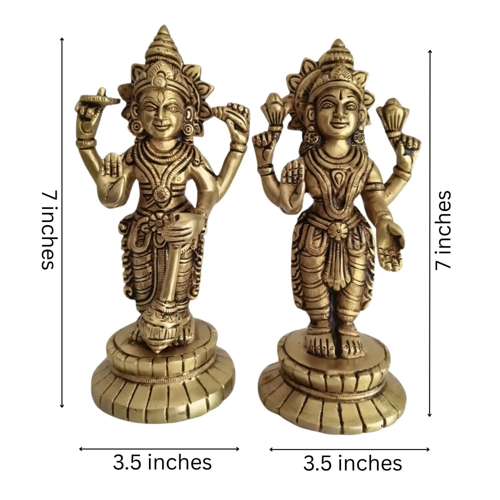 Brass Lakshmi Vishnu Idol Set   Brass Ware