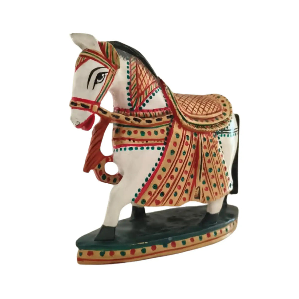 Colorful Hand-Painted Horse with Base | Traditional Art Decor maruthi handicrafts