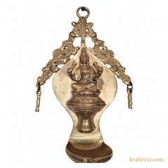 Brass Goddess Lakshmi Wall Hanging Diya | Traditional Oil Lamp with Ornate Arch   Brass Artwork