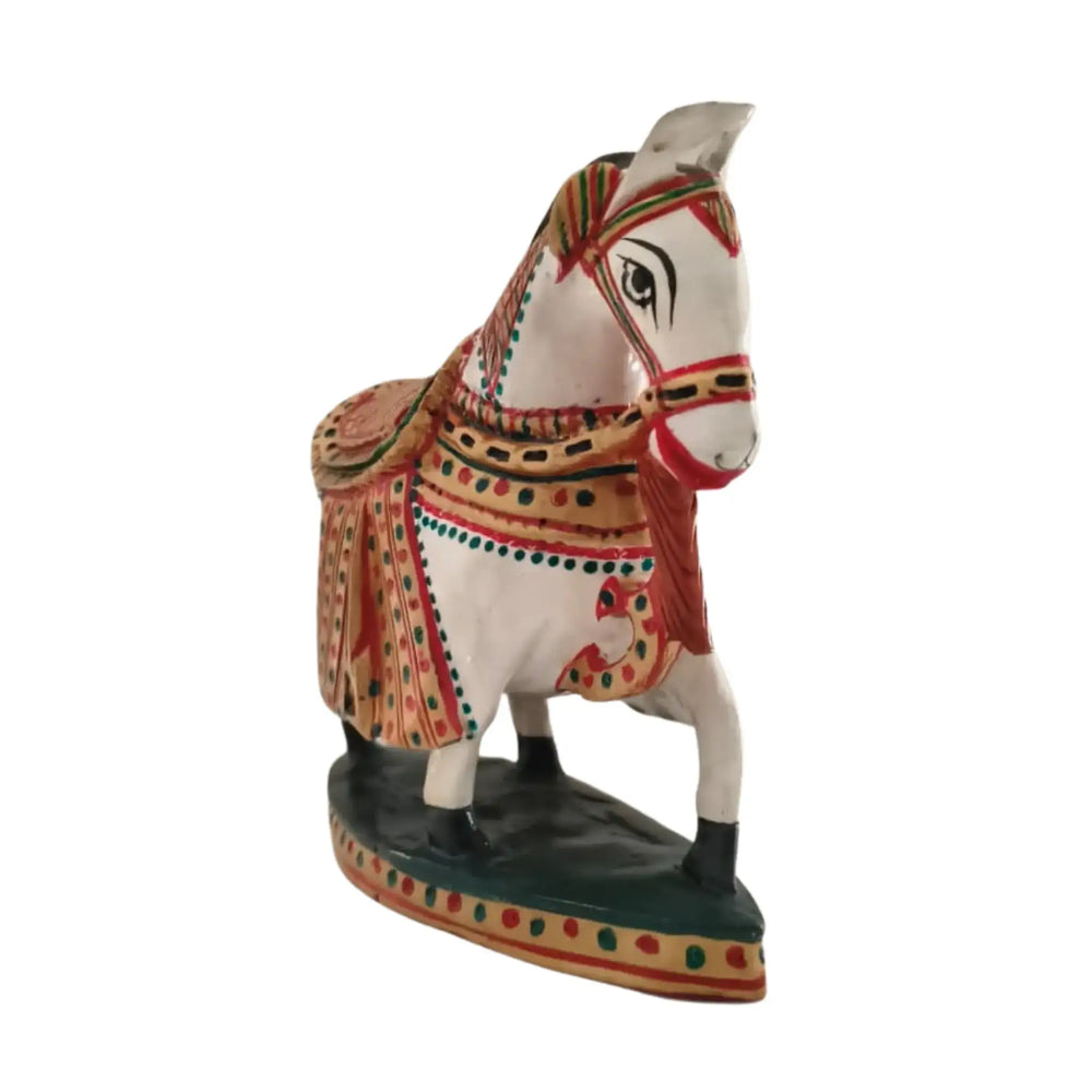 Colorful Hand-Painted Horse with Base | Traditional Art Decor maruthi handicrafts