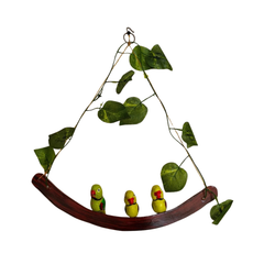 Colorful Nirmal parrot family wooden wall hanging