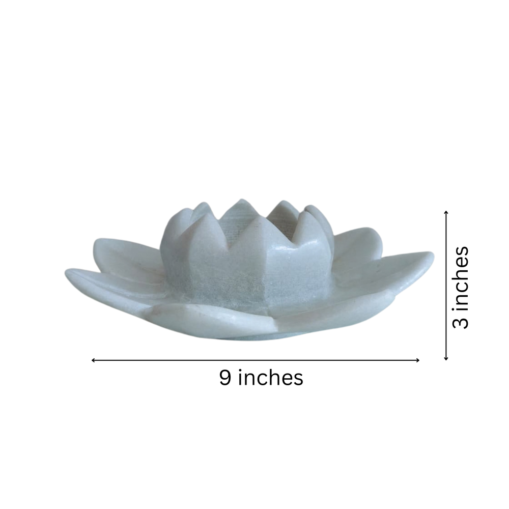 Marble Lotus Flower Candle Stand – Artistic and Serene Accent   Marble Soft Stone