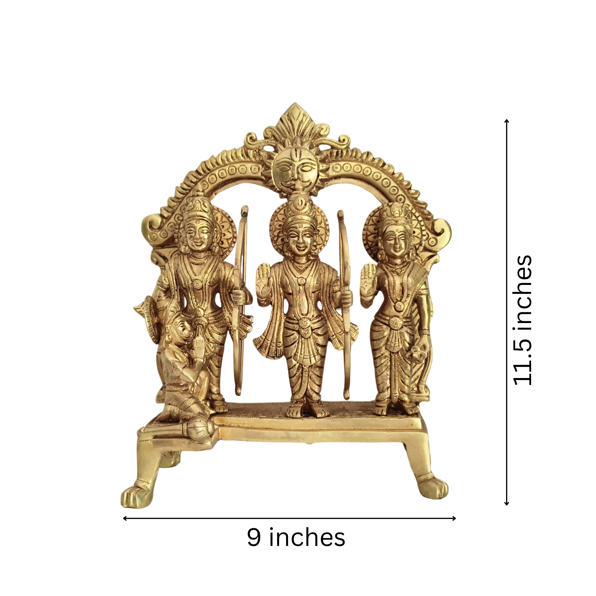 Brass Ram Darbar Set with Prabhavali - Symbol of Righteousness, Devotion, and Family