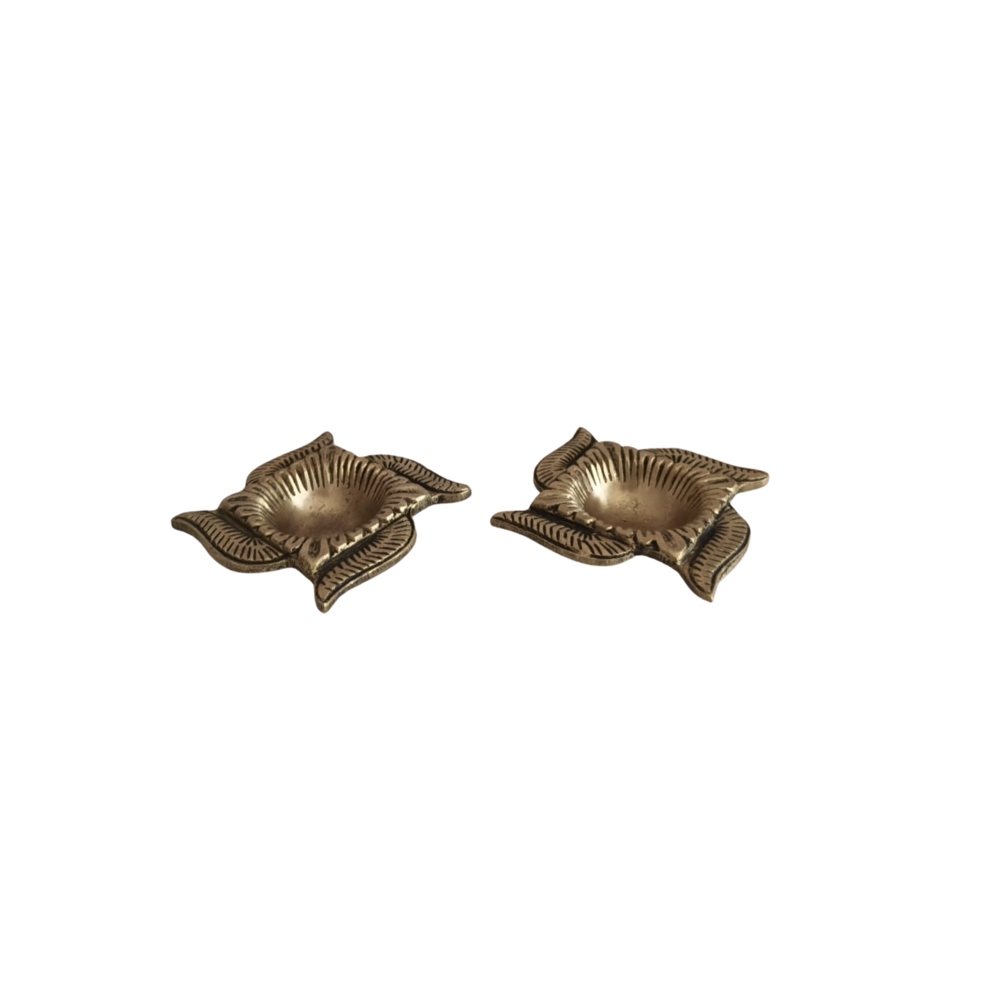 Pair of Auspicious Brass Swastik Diyas (Oil Lamps)