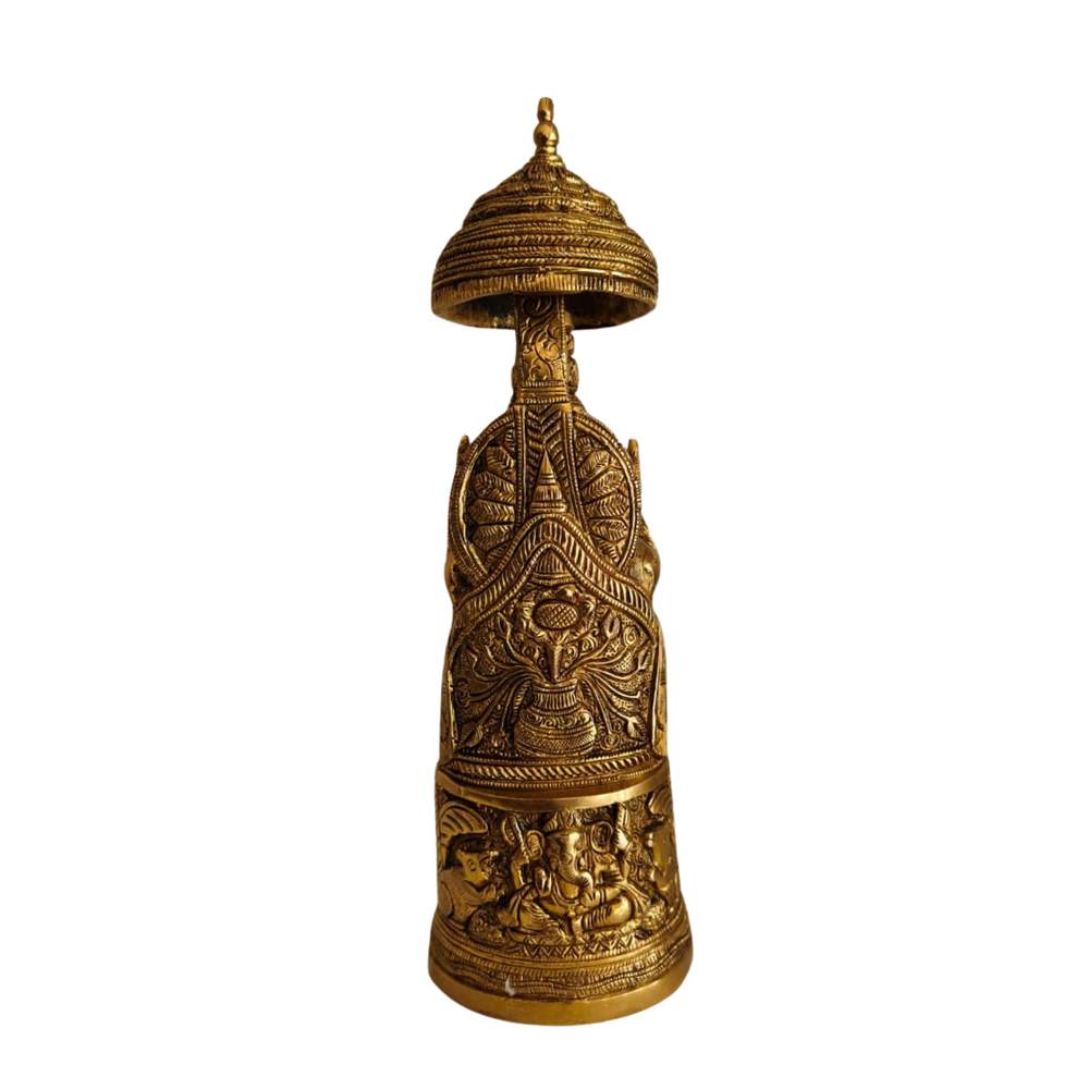 Handcrafted Ganpati Statue on Decorative Procession Pedestal   Brass Artwork