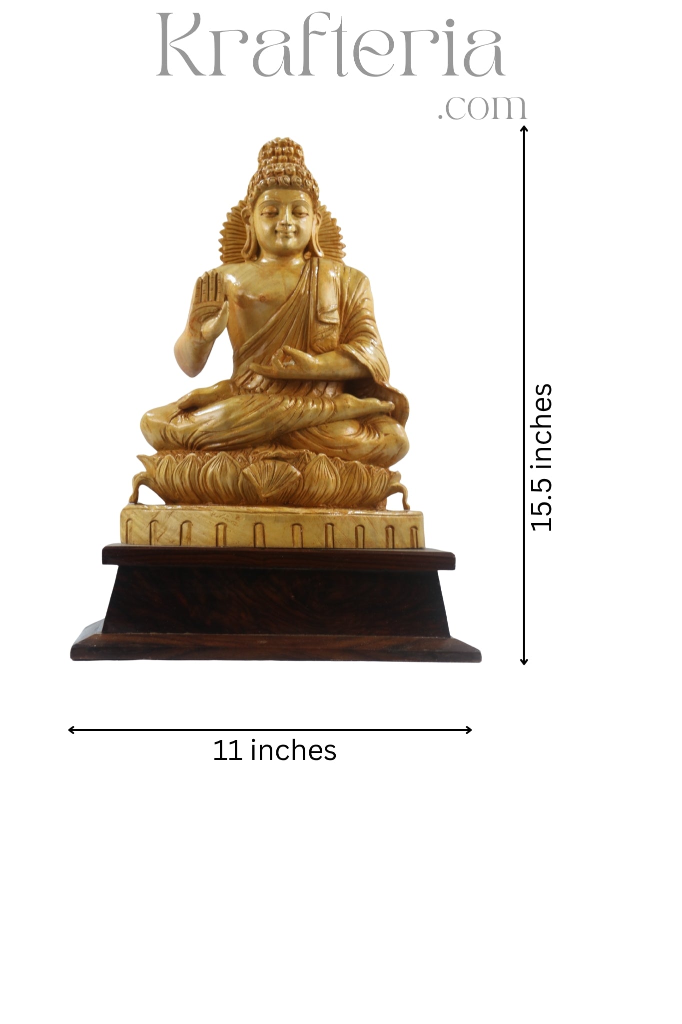 Divine Buddha Blessing Wood Statue – Tranquil Home Accent