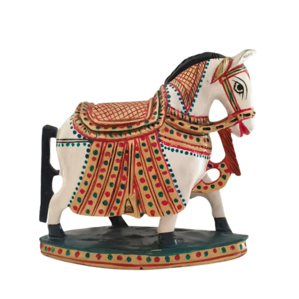 Colorful Hand-Painted Horse with Base | Traditional Art Decor maruthi handicrafts