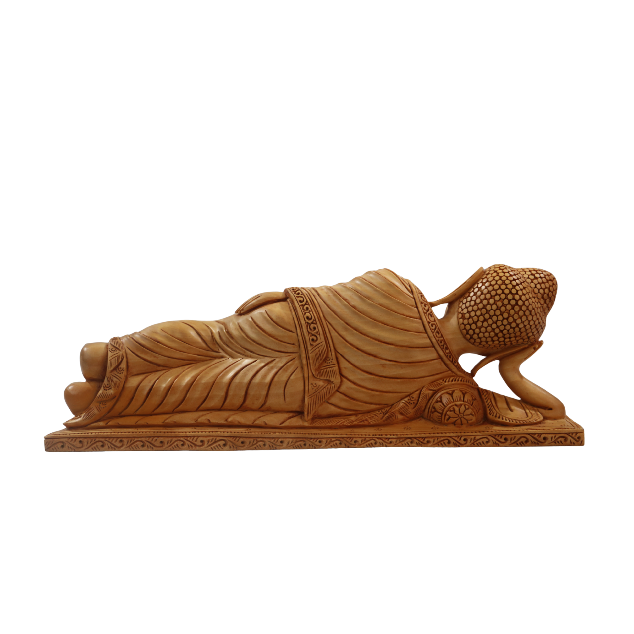 Wooden Sleeping Buddha Sculpture – Serene Home & Garden Decor