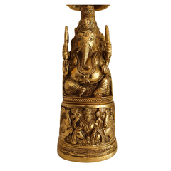 Handcrafted Ganpati Statue on Decorative Procession Pedestal   Brass Artwork