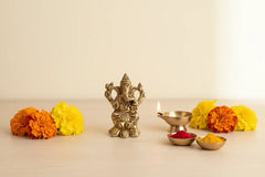Lord Ganesha Idol with Turban – Remover of Obstacles for Success and Wisdom   Brass Ware