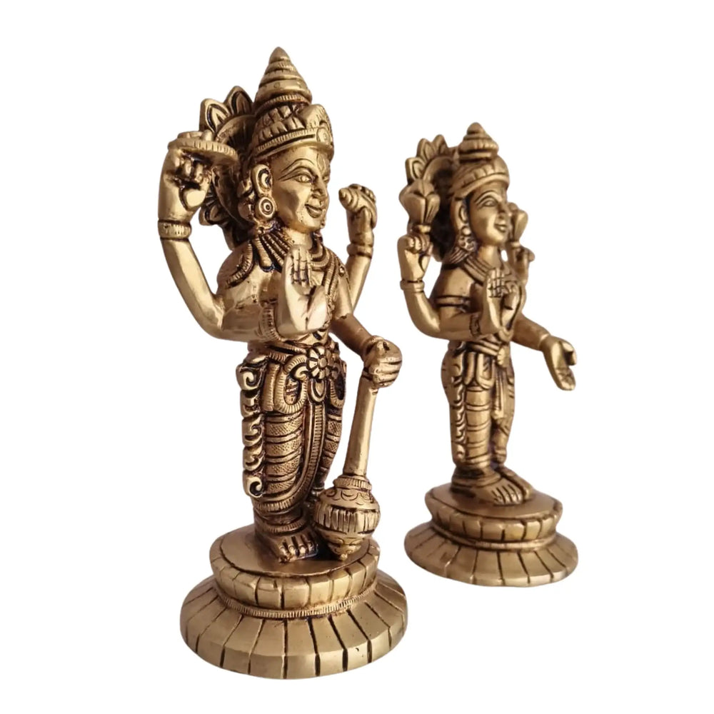 Brass Lakshmi Vishnu Idol Set   Brass Ware