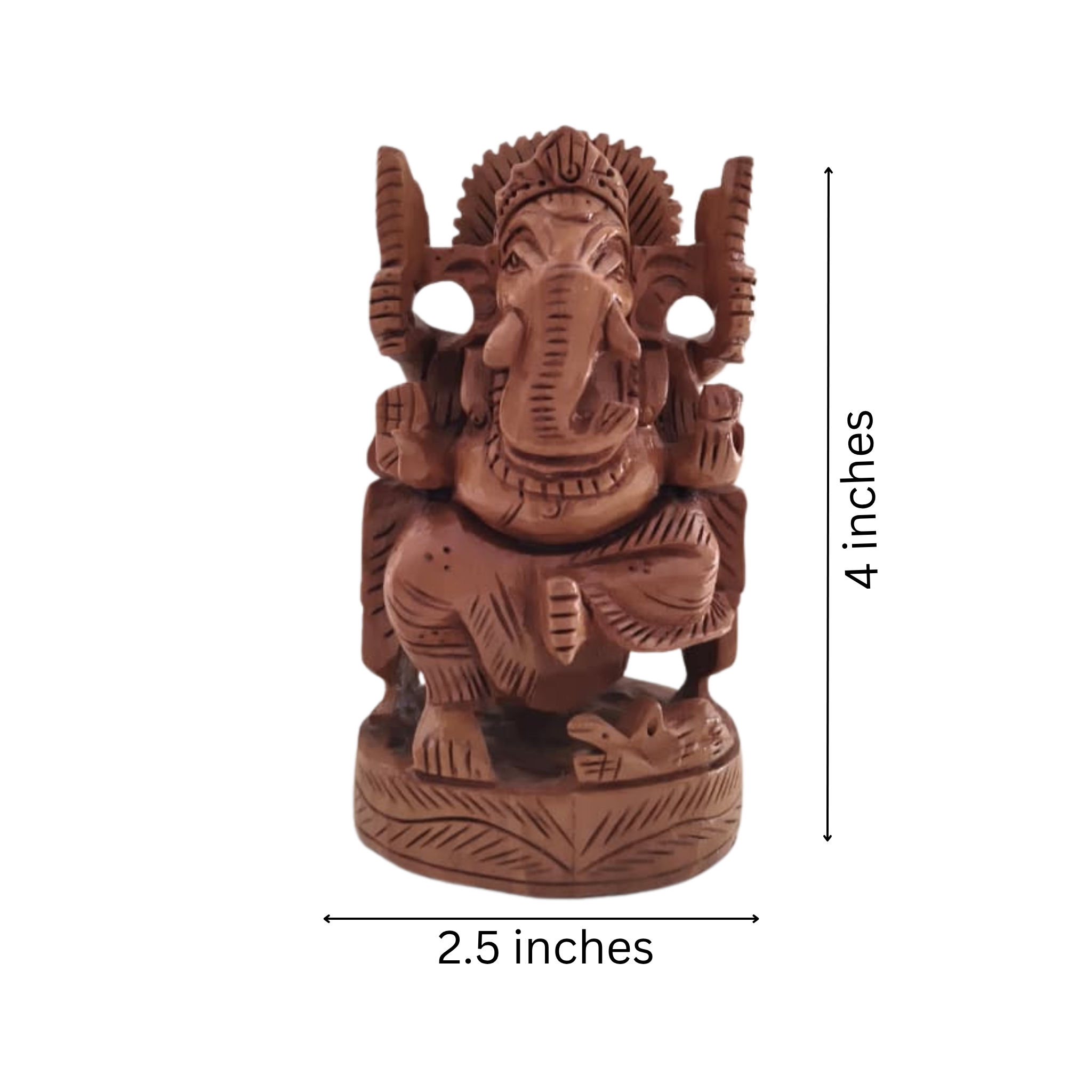 Wooden Ganesh Sitting in Chair | Hand-Carved Spiritual Statue