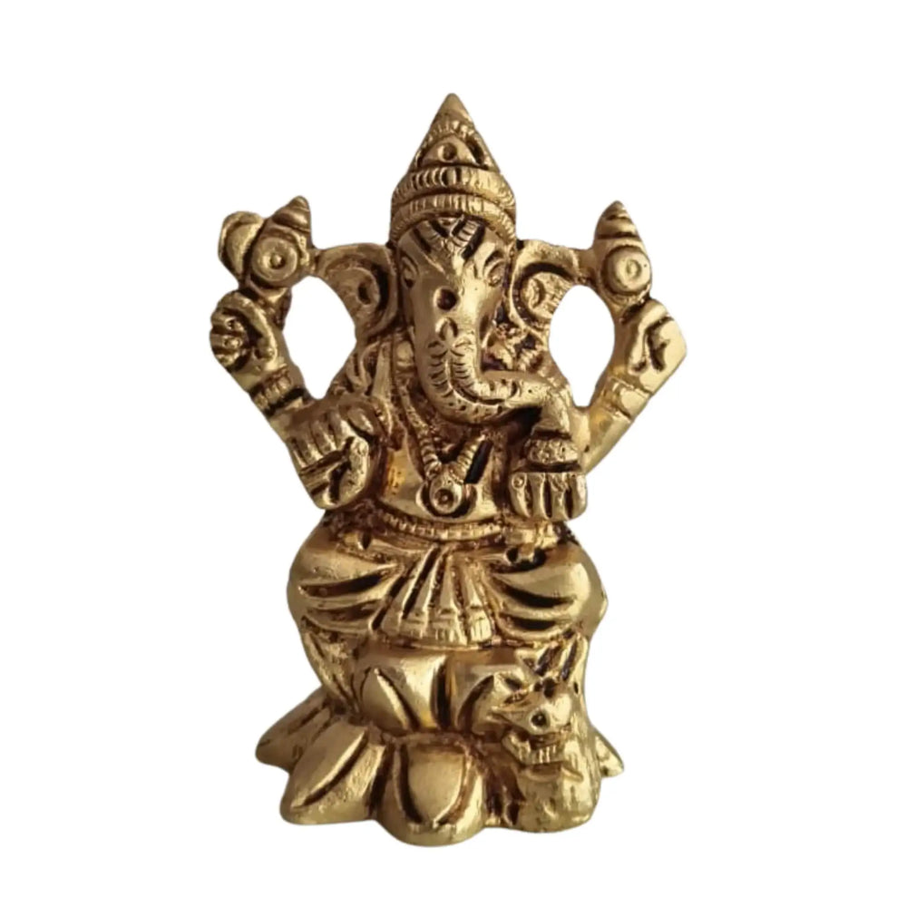 Lord Ganesha Idol with Turban – Remover of Obstacles for Success and Wisdom   Brass Ware