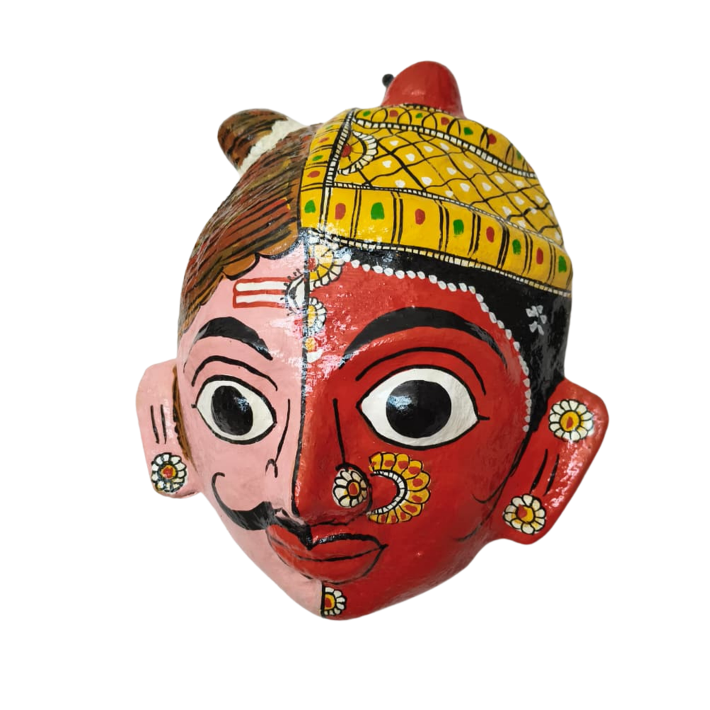 Hand-Painted Ardhanarishvara Face Wall Hanging   wall decor