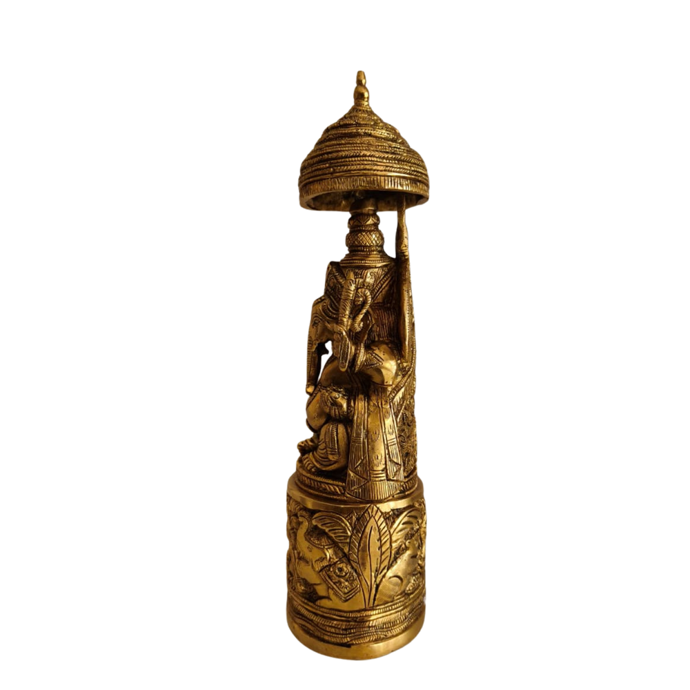 Handcrafted Ganpati Statue on Decorative Procession Pedestal   Brass Artwork