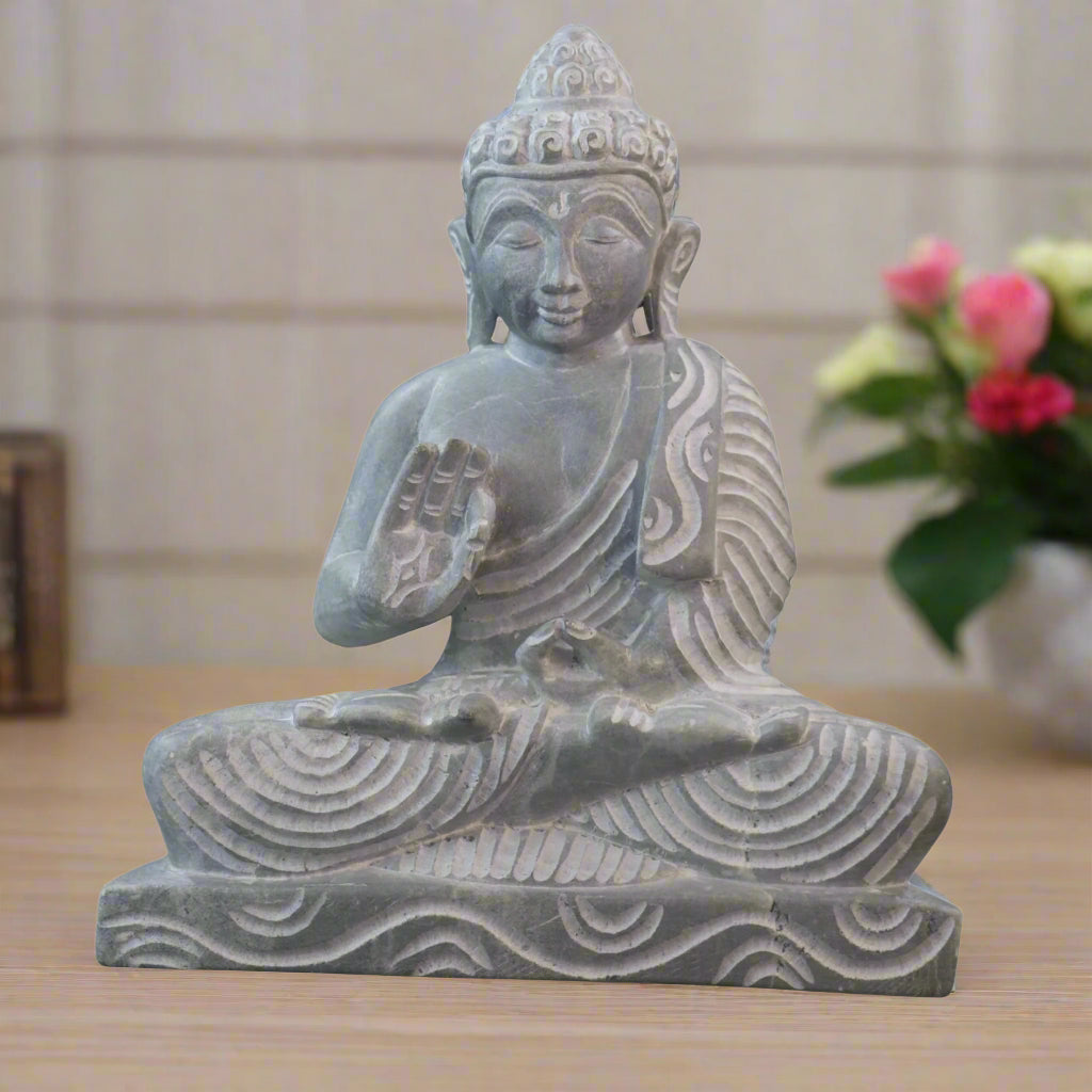 Peaceful Buddha Figurine – Soft Stone Decorative Idol