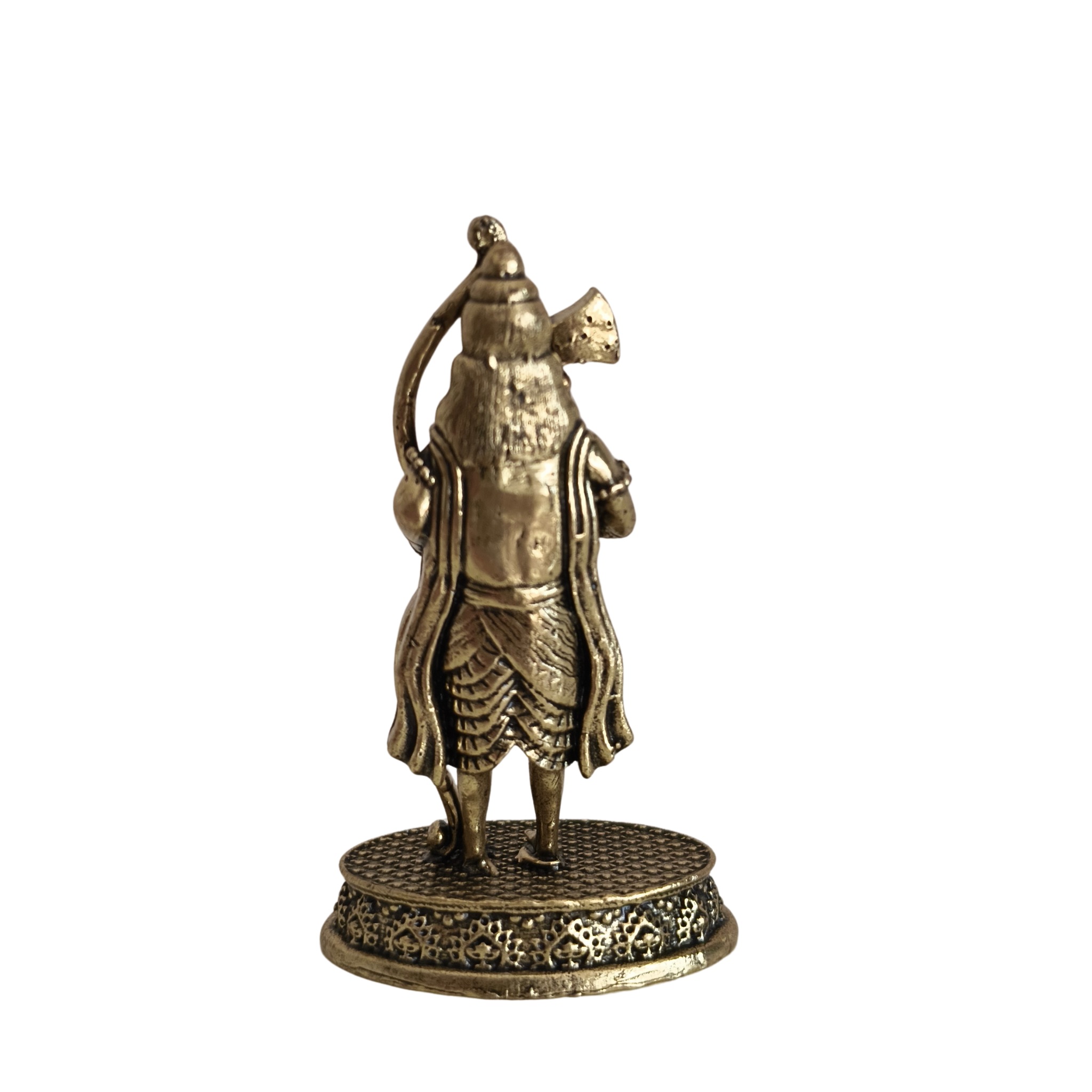 Brass Idol of Lord Parashurama with Axe and Bow on Intricate Pedestal
