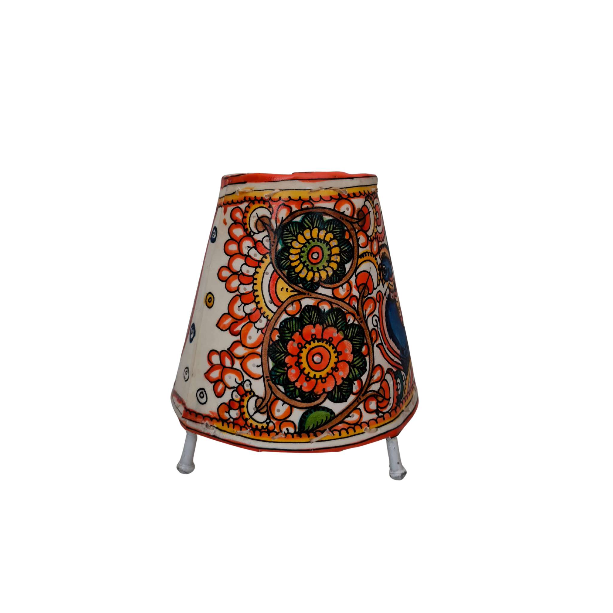 Colorful Peacock Leather Puppetry Artwork – Handcrafted Folk Decor | Bed Lamp