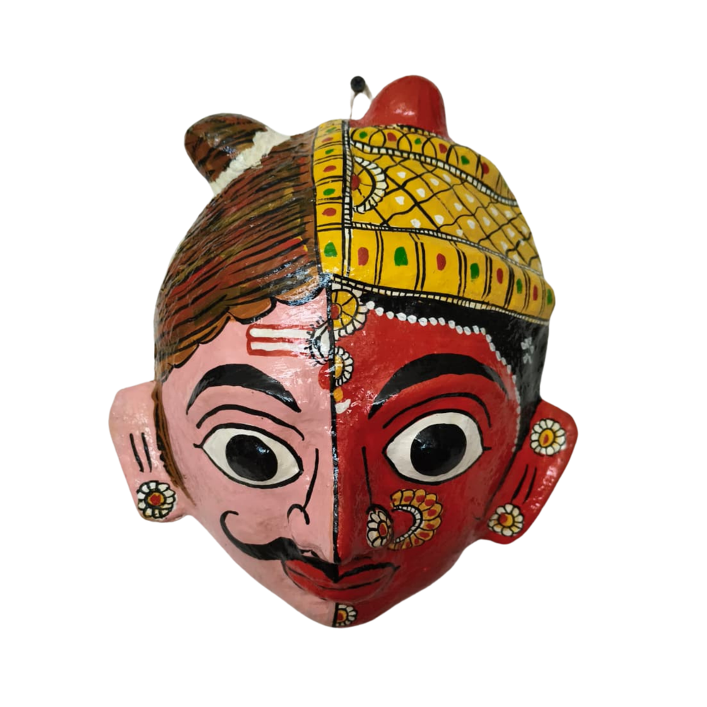 Hand-Painted Ardhanarishvara Face Wall Hanging   wall decor