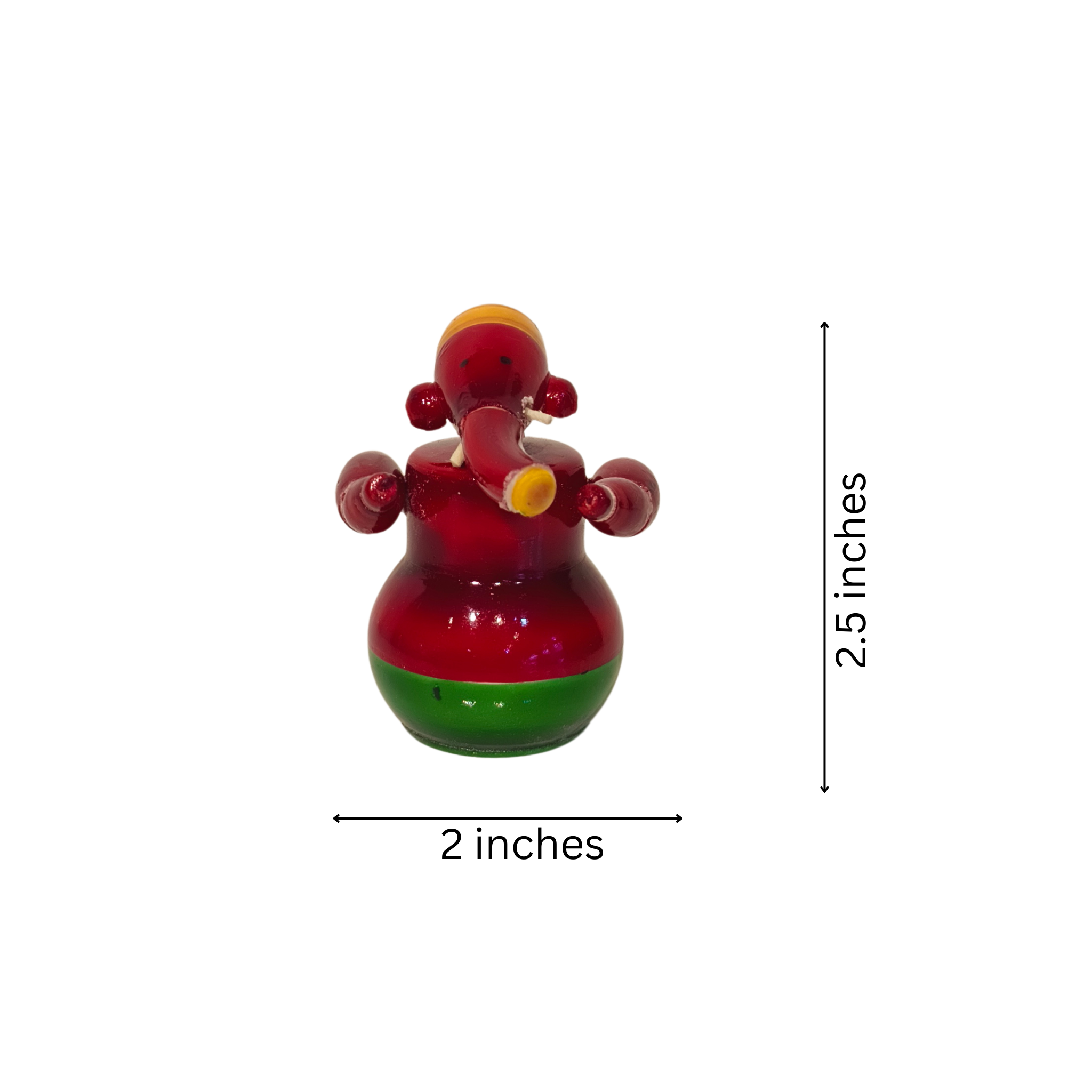 Auspicious Etikoppaka Lord Ganesha - Glossy Red and Green Lacquer