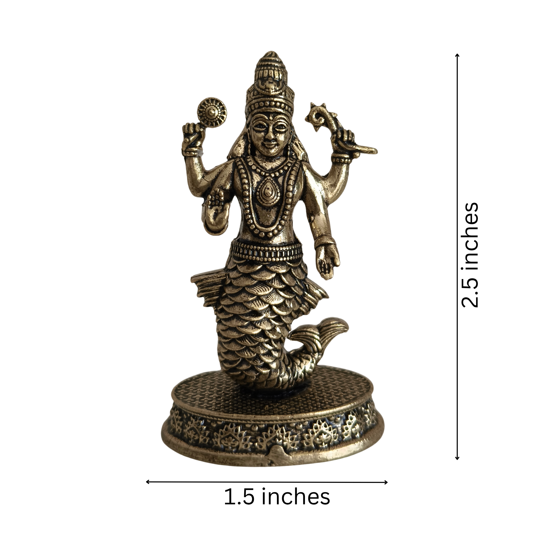 Brass Idol of Lord Matsya (The Fish Avatar of Lord Vishnu)