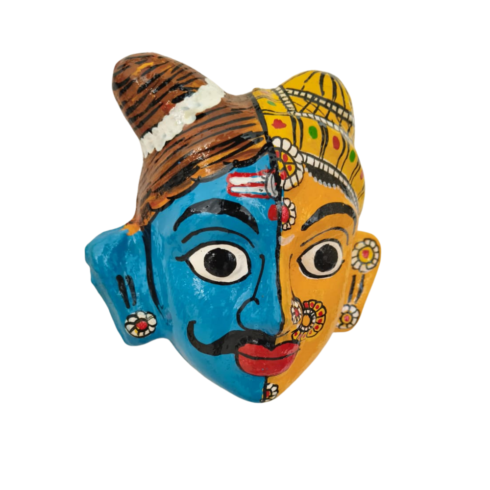 Hand-Painted Ardhanarishvara Face Wall Hanging   wall decor