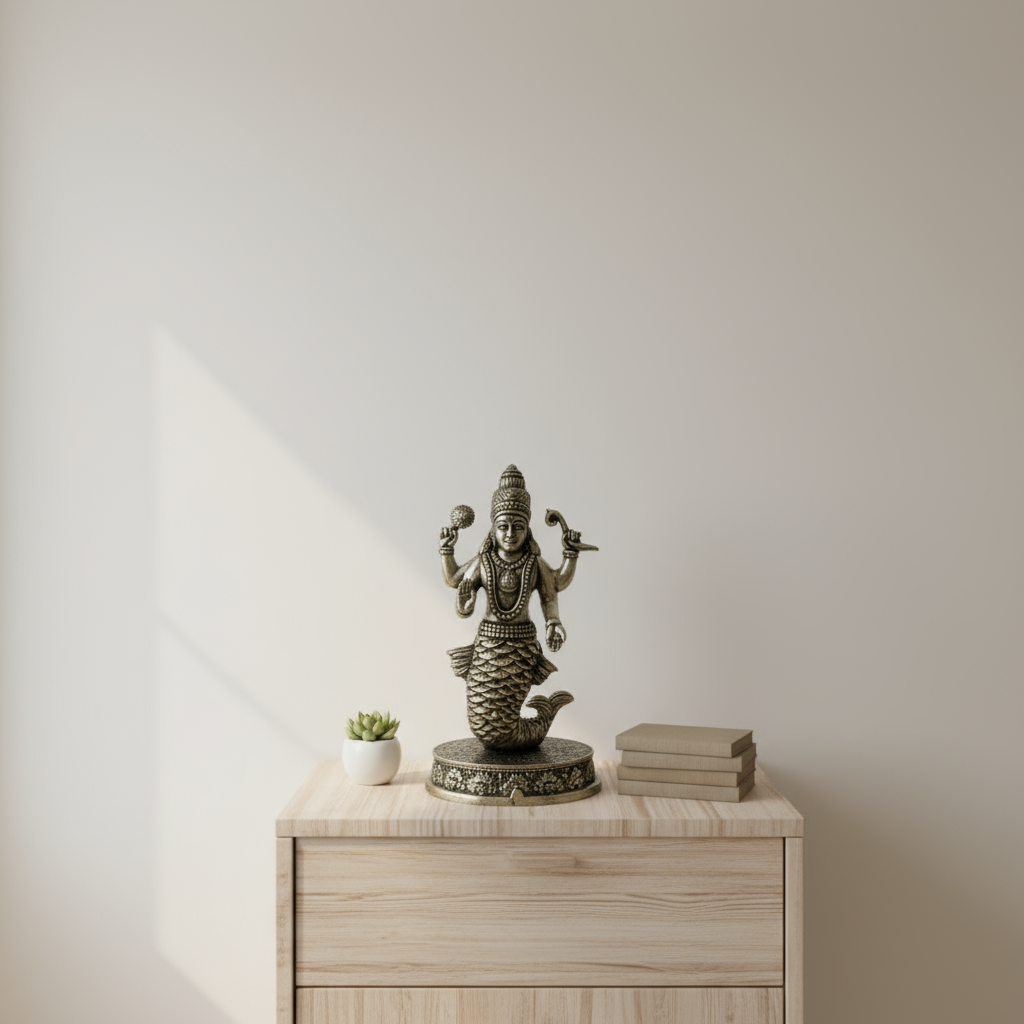 Brass Idol of Lord Matsya (The Fish Avatar of Lord Vishnu)