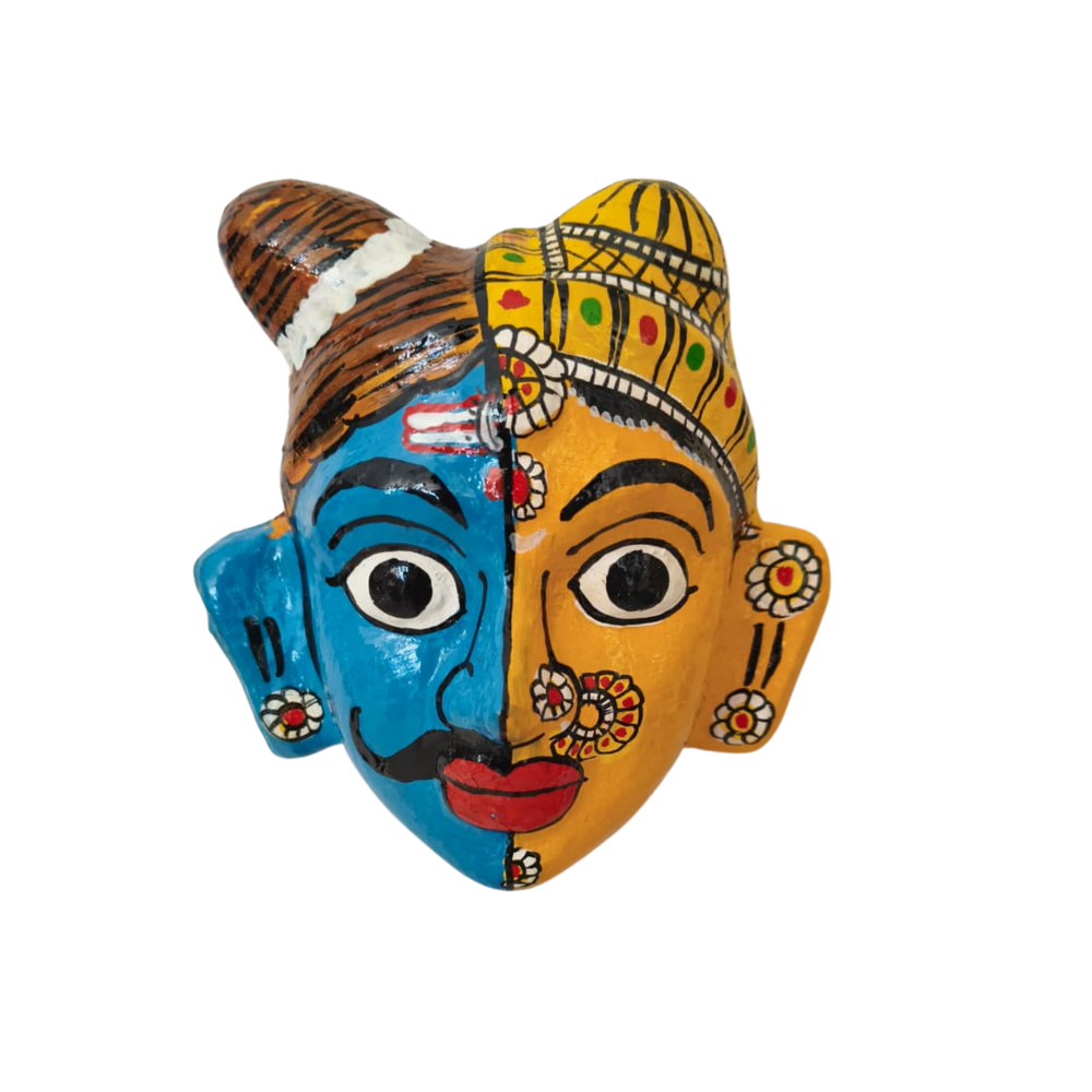 Hand-Painted Ardhanarishvara Face Wall Hanging   wall decor
