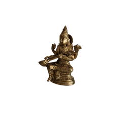 Handcrafted brass saraswati statue for pooja decor