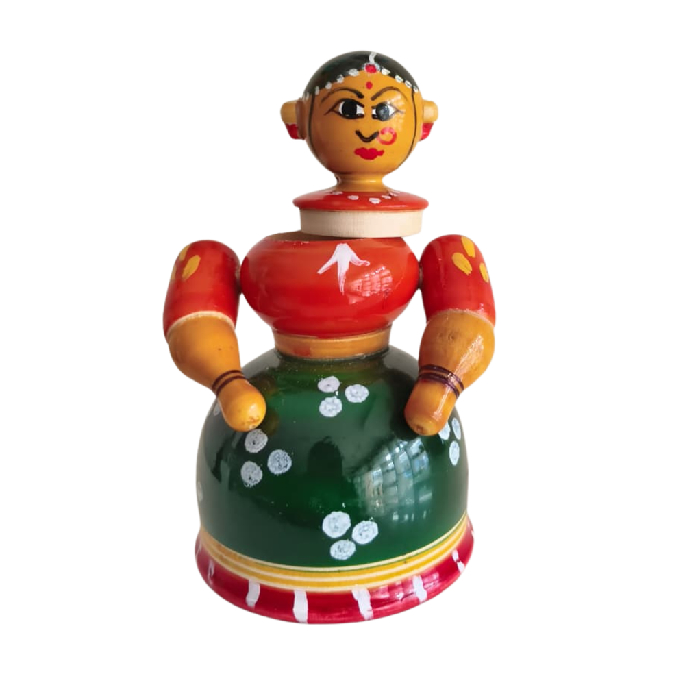 Etikoppaka Wooden Women Box – Handcrafted Traditional Lacquer Toy Storage   Etikoppaka Lacquerware
