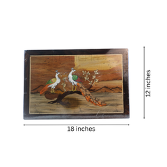 Rosewood Inlay Artwork – Graceful Peacock Motif Handmade Frame