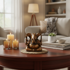 Hand-Carved Wooden Lord Ganesha Idol – Traditional Home Decor