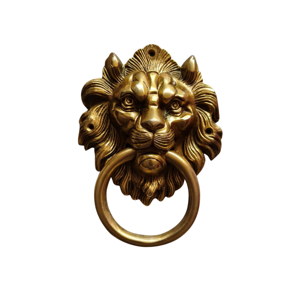 Handcrafted Brass Lion Head Door Knocker – Vintage Wall Décor Accent   Brass Artwork