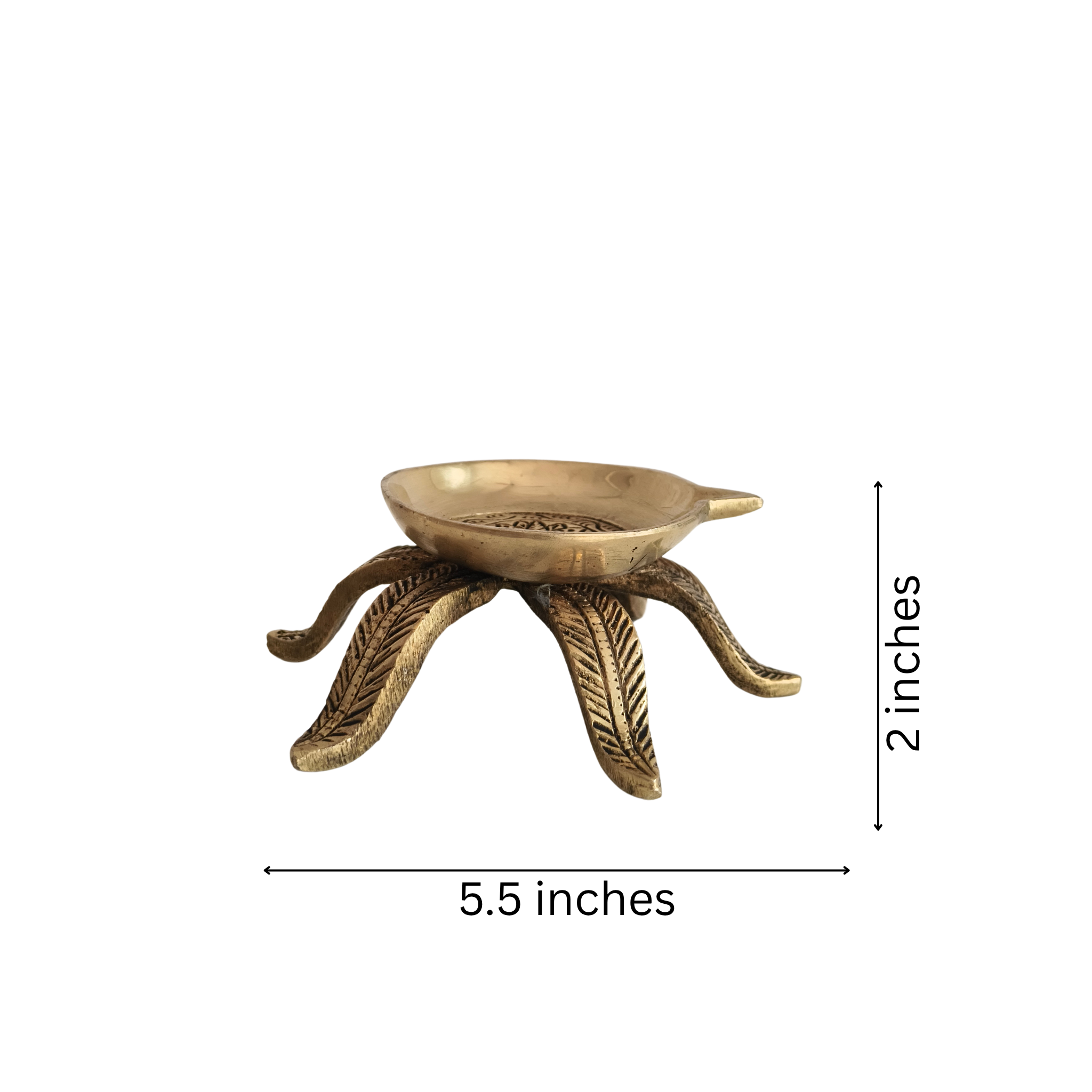 Elegant Brass Leaf-Foot Diya Stand