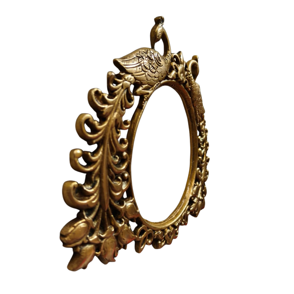 Peacock Brass Prabhavali Frame - Traditional Twin Peacock Wall Art   Brass Artwork