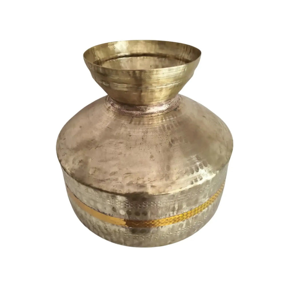 Decorative brass ritual pot with antique finish