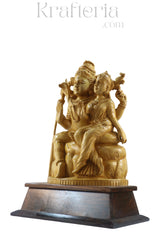 Divine Shiva & Parvati Statue – Traditional Handcarved Wooden Art