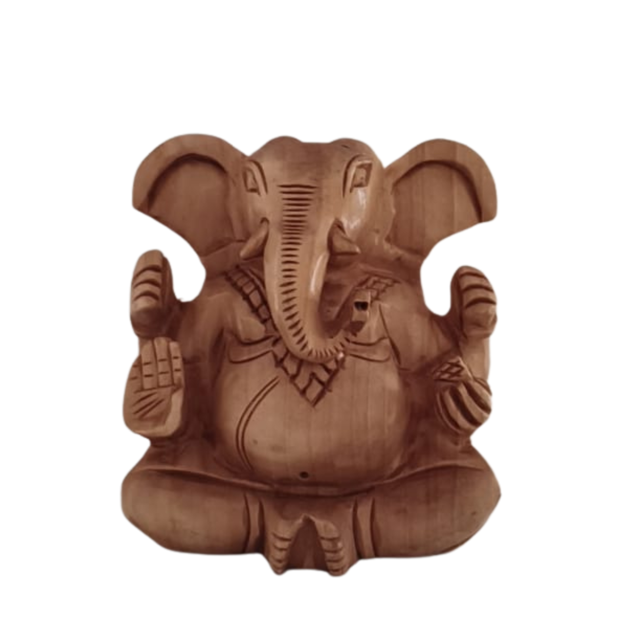 Decorative Wooden Ganesh in Seated Position | Handmade Religious Figurine