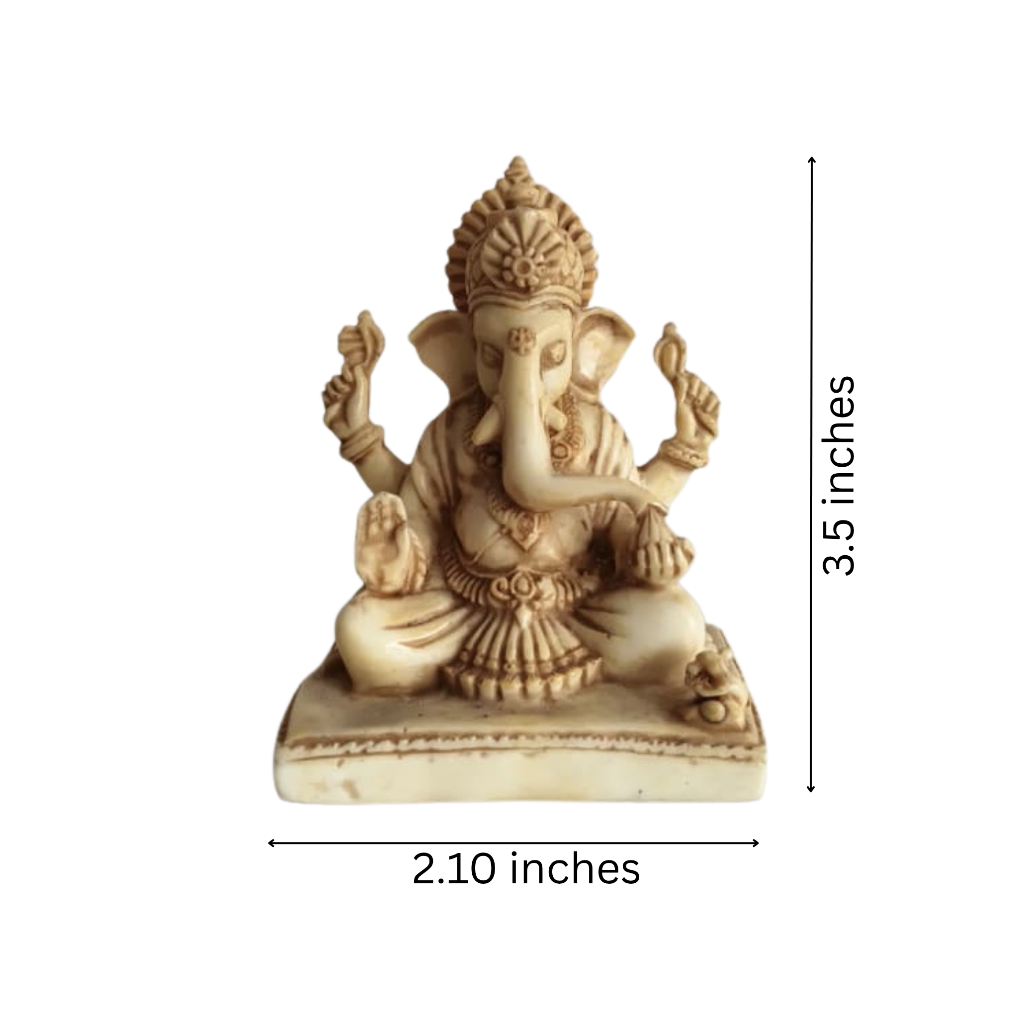 Seated Ganesha Statue in Resin with Intricate Details