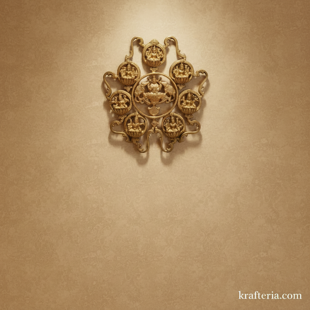 Divine Brass Ashta Lakshmi Wall Hanging – Handcrafted 8 Forms of Wealth Mandala   Brass Artwork