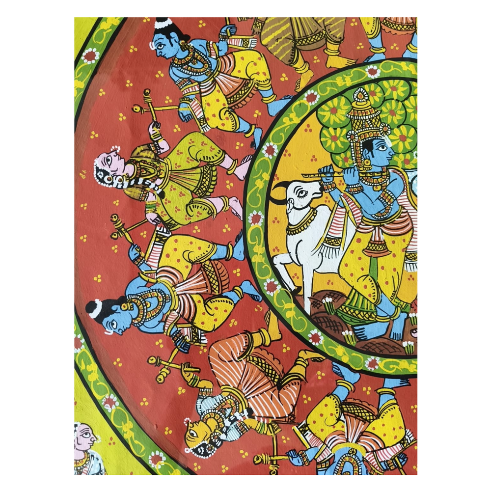 Hand-Painted Ras Leela Cheriyala Painting – Traditional Indian Krishna Wall Art   Cheriyala Painting