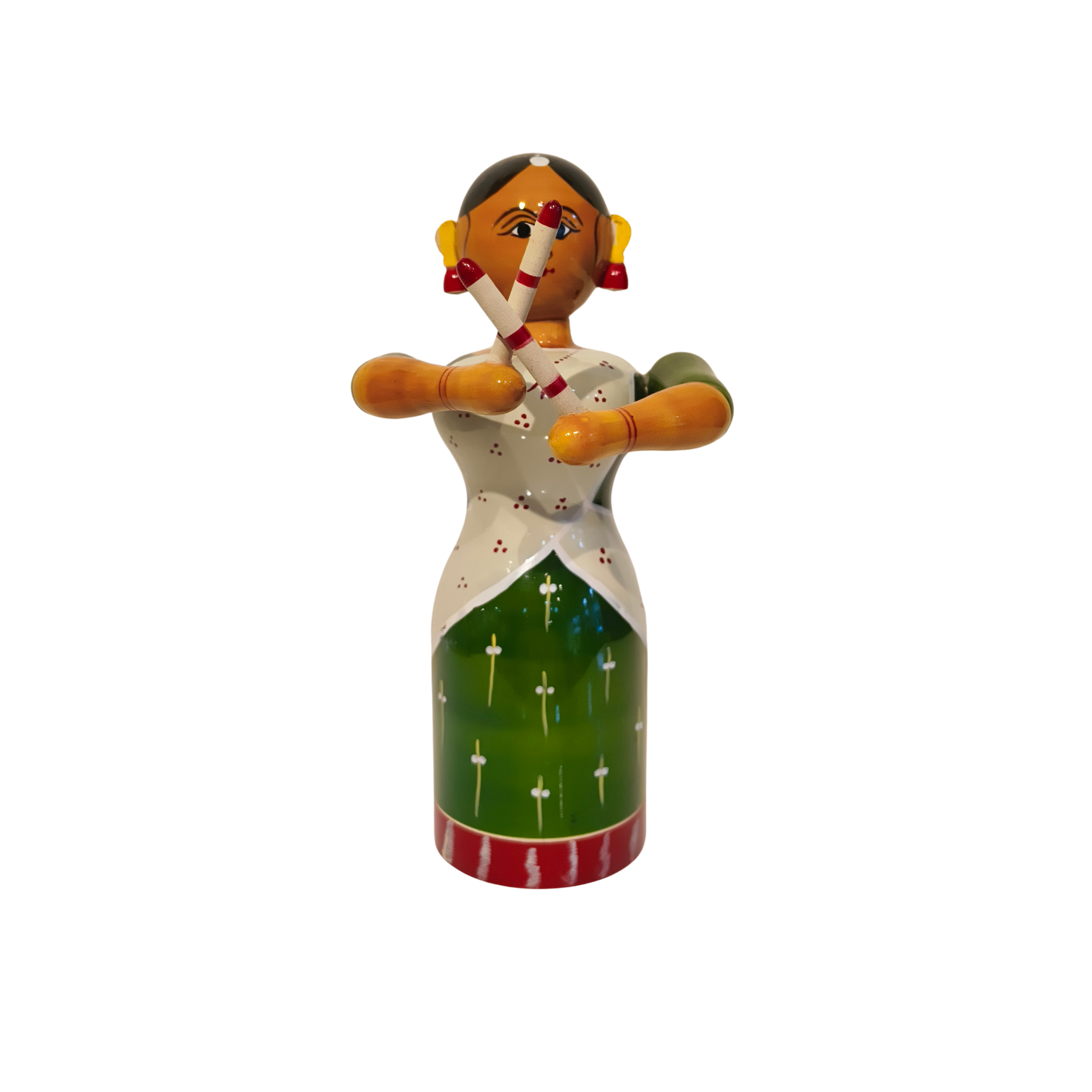 Vibrant Dandiya Dancer - Handcrafted Etikoppaka Wooden Woman Doll