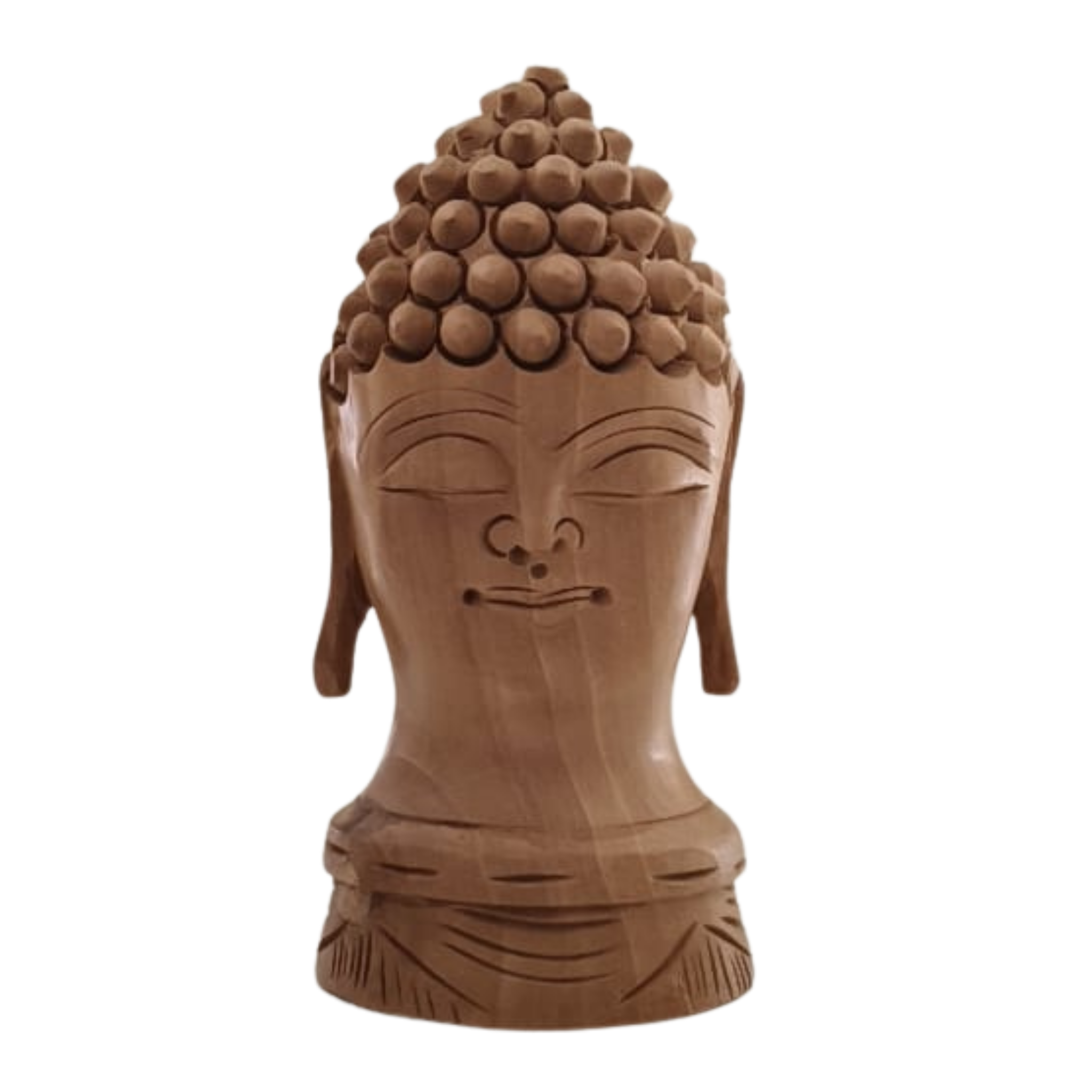 Buddha Wooden Head Statue | Hand-Carved Spiritual Decor