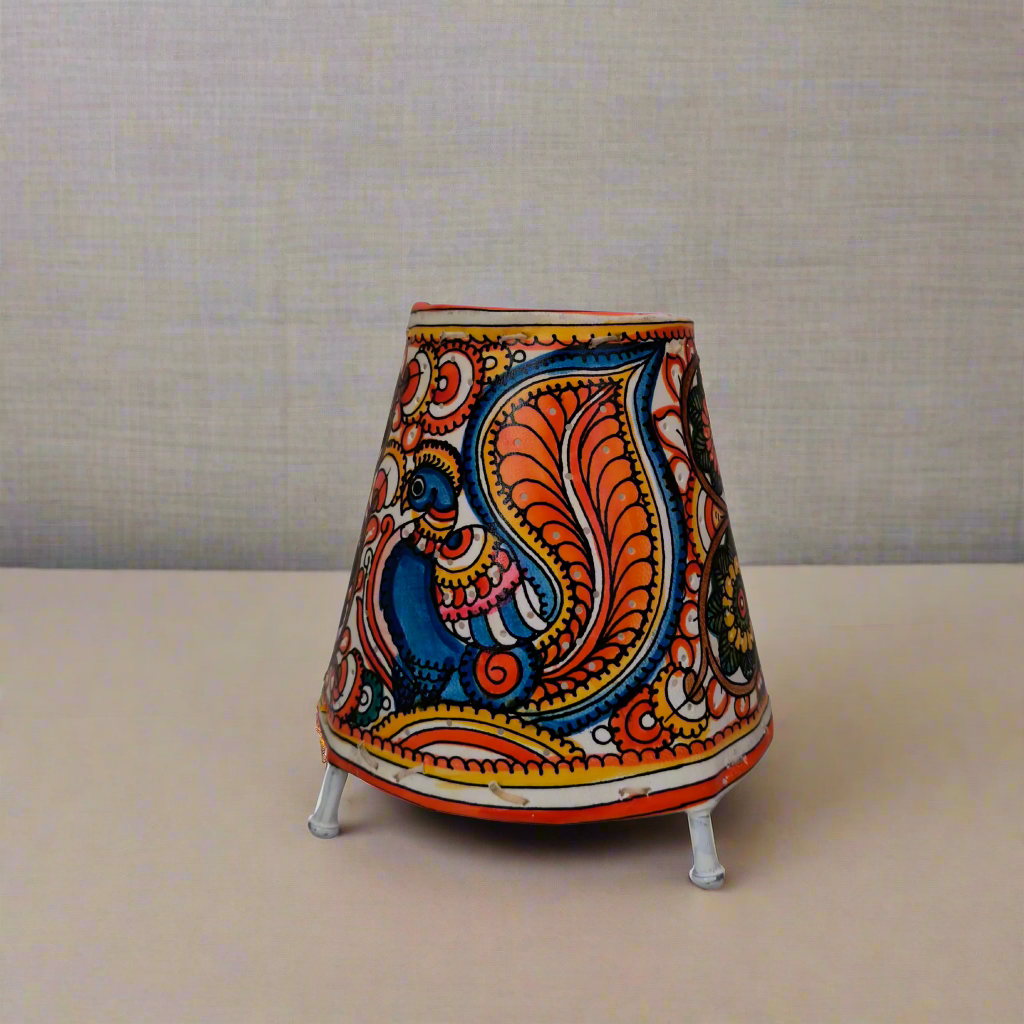 Colorful Peacock Leather Puppetry Artwork – Handcrafted Folk Decor | Bed Lamp