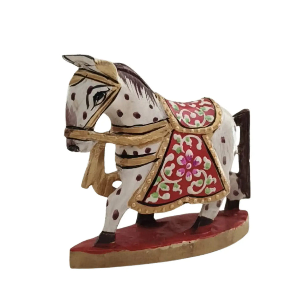 Colorful Hand-Painted Horse with Base | Traditional Art Decor maruthi handicrafts