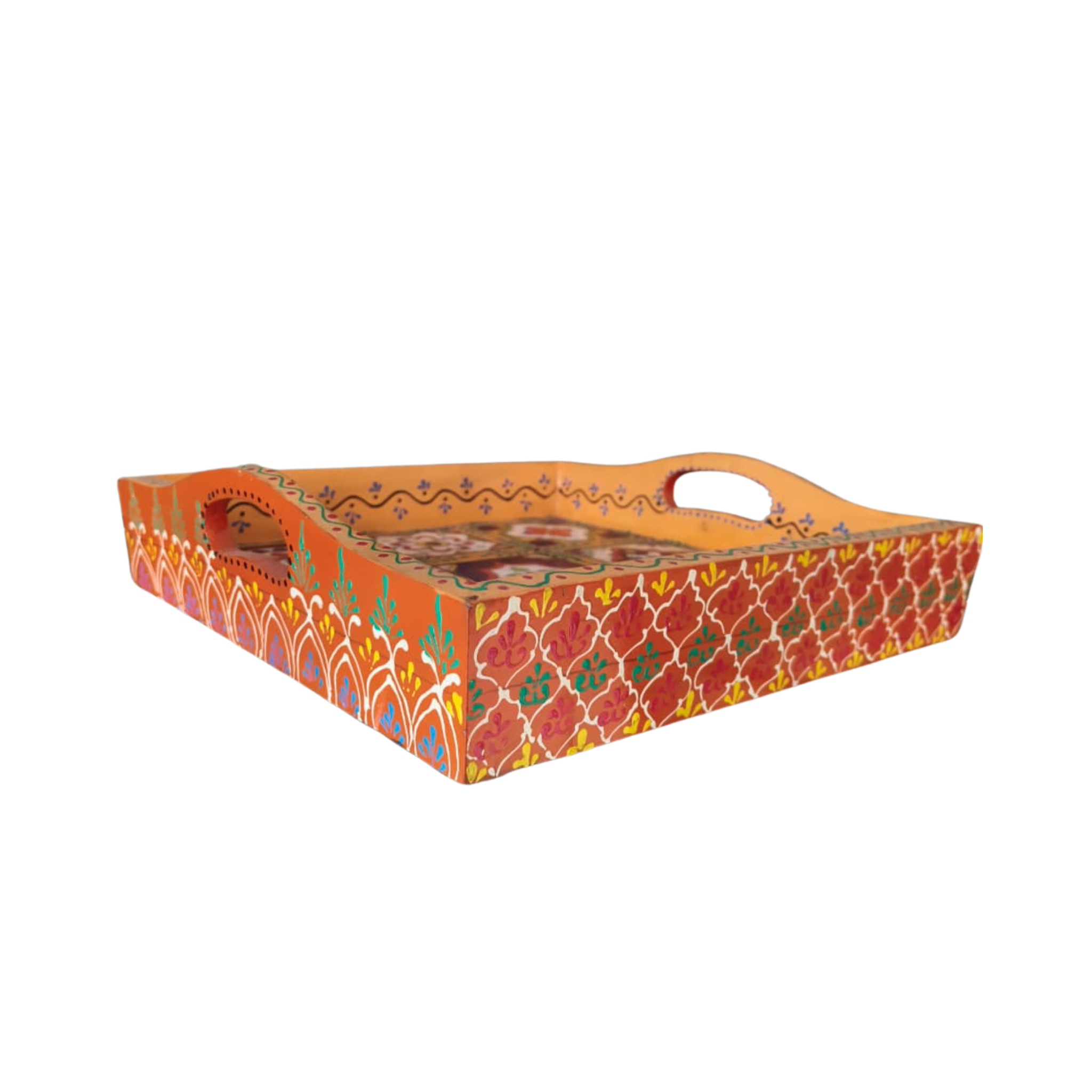 Multi-Color Pottery Pattern Tray – Handcrafted Decorative Serving Tray