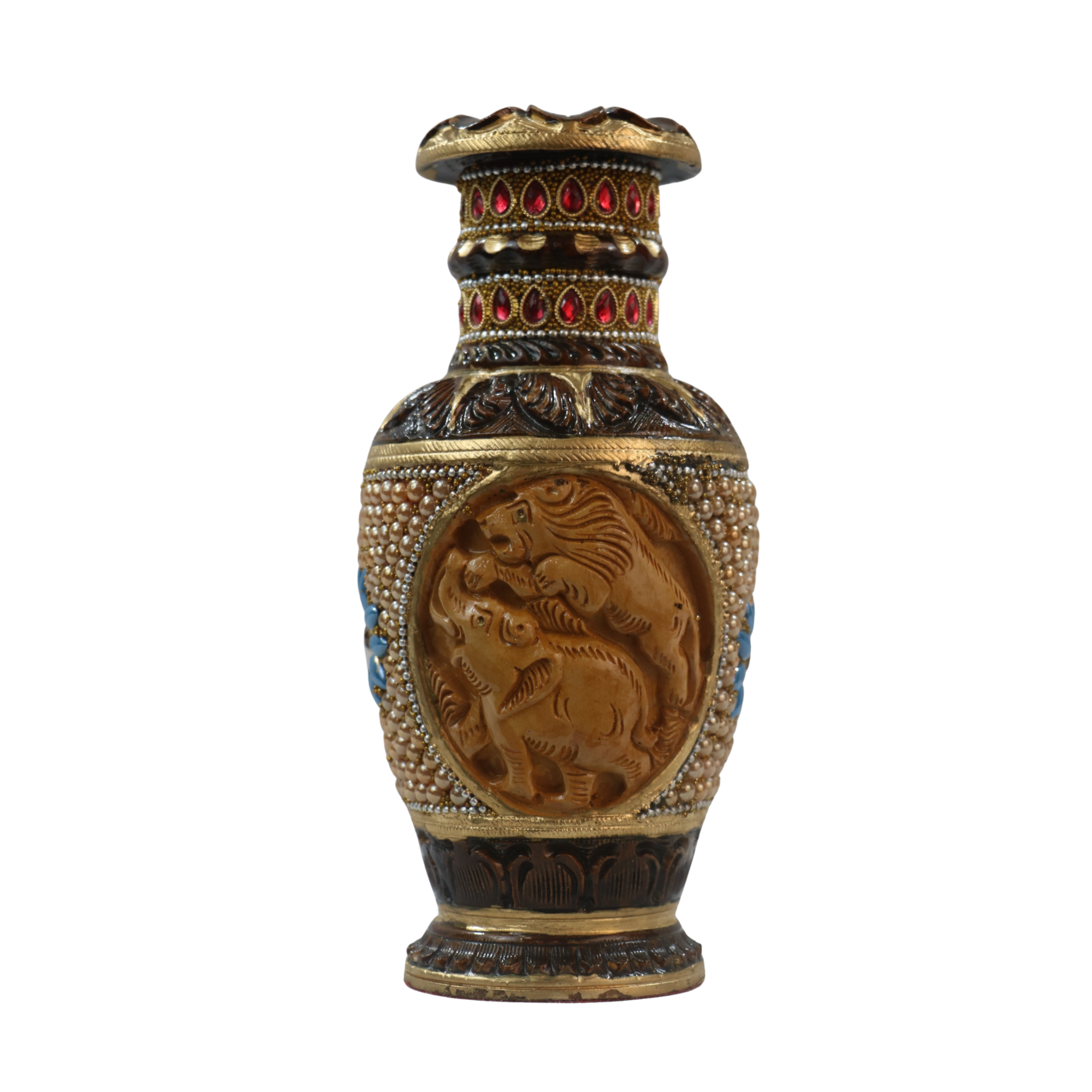 Handcrafted Wooden Stone Vase – Unique Floral Table Accent